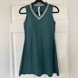 Rae Mode Striped Collar Emerald Green Athletic Dress